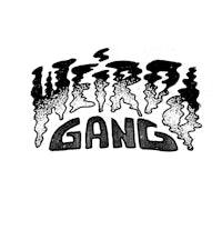 a black and white image of the word weird gang